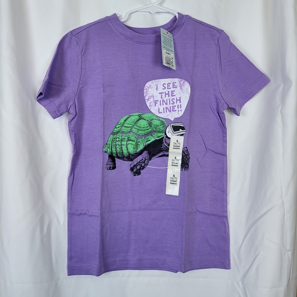 Cat‎ & Jack Boys Purple Turtle Graphic Casual Short Sleeve School Tee S 6/7 New - Picture 1 of 4